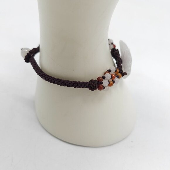 Handmade Star Shaped White Jade Beaded Bracelet With Adjustable Cord - Picture 2 of 4